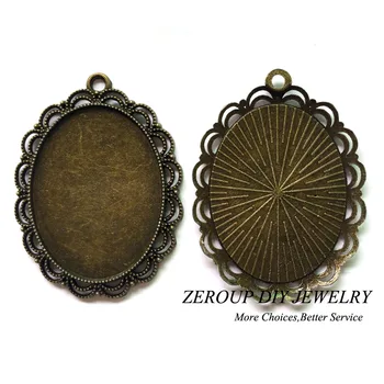 ZEROUP 5pcs/lot bronz antic tava pandantiv stabilirea cameo tava interioara 30*40mm cabochon consumabile pentru bijuterii MC-598