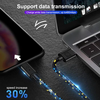Încărcare rapidă Cablu de Date țesătură de Nailon Împletite de Culoare Cablu de Date Potrivit pentru Samsung Huawei, Xiaomi Interfață Usb de Tip C, Cablu de Date