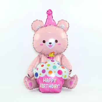 4D Sta ursuletul Îmbrățișarea Cupcake Urs Balon Folie Happy Birthday Ballon Teddy Bear Fată Băiat Fericit Ziua de nastere Partid Balon