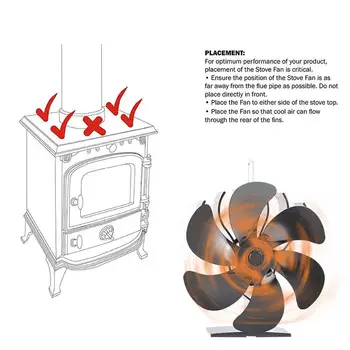 6 Lama Aragaz Ventilator Protectie La Supraincalzire Acasă Tăcut Șemineu Fan Log Lemn Arzător Ventilator Reglare Automată Șemineu Consumabile