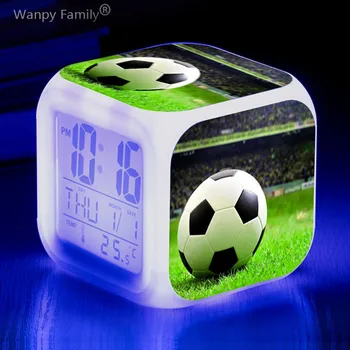 Cadouri pentru copii Fotbal Ceas Deșteptător Camera Copil Multifuncțional 7Color Stralucitoare Atinge Sening Mici Lumini de Noapte Wake Up Timer Reloj