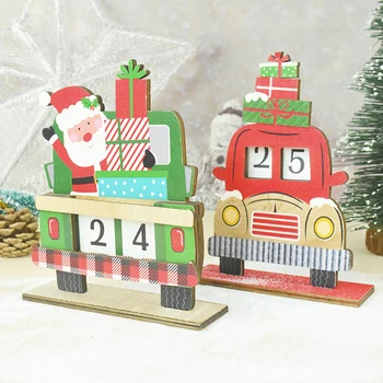 Crăciun Din Lemn Advent Calendar Moș Crăciun Roșu Verde Masina Cadou De Craciun Decoratiuni Acasă 2023 Navidad Crăciun Copiii De Anul Nou Cadou