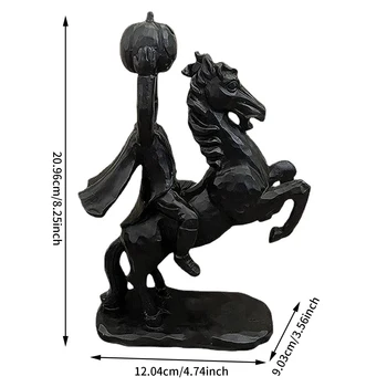 Călărețul Fără Cap Rășină Statuie Groază De Dovleac Fără Cap Figurine, Pentru Decoratiuni De Halloween Dovleac Negru Ornament Pentru Halloween