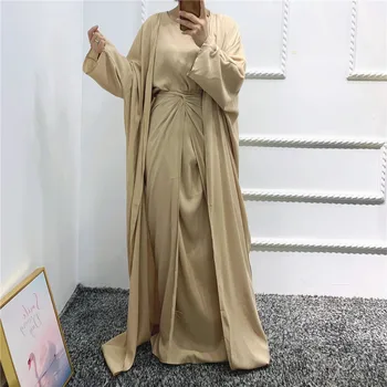 De Vânzare la cald Djellaba Ramadan Rochie Musulman 3 Piese Musulman Costume Elegante Lungi Islamic Abaya Femei Modestă Poarte Haine EID Seturi