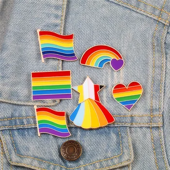 Dragostea Este Dragostea Rainbow Flag Stea Inima Insigne Email Ace Creative LGBT Broșe Haine de Rever Metal Pin Lesbiene Gay Pride Design
