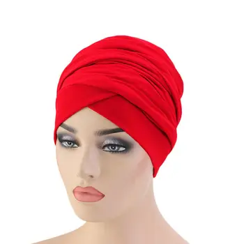 Femeile Musulmane Hijab Turban Tub Pierderea Parului Coada Lunga Headwrap Islamic Articole Pentru Acoperirea Capului Indian Strech Văl Împachetări Bandană Bonnet Capac