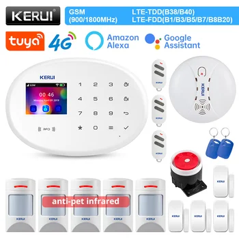 KERUI 4G WIFI, Sistem de Alarma GSM pentru animale de Companie Prietenos Senzor de Mișcare Tuya Inteligent de Alarmă fără Fir Suport Alexa Detector de Ușă Sirena RFID