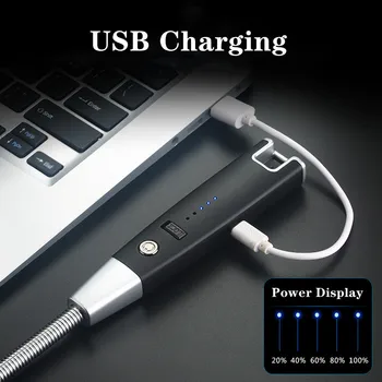 Metal Cot USB Reîncărcabilă cu Arc Electric mai Ușoare în aer liber Windproof GRĂTAR Puls Aragaz Lumânare cu Plasmă fără flacără de Aprindere Arma