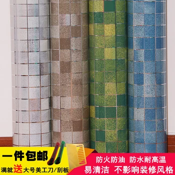 Mozaic de fundal aluminizată film ulei faianta baie hârtie auto-adezivă mobilier autocolante rezistent la apa-imagini de fundal-pentru-baie
