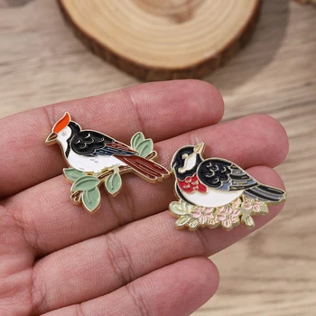 Păsări Păsările Email Ace Personalizate Ciocănitoarea Sparrow Broșe Insigne pentru Ghiozdan Animal de Bijuterii Cadou pentru Prietenul Transport Gratuit