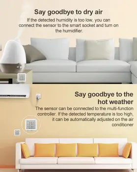 Tuya WIFI Inteligent Senzor de Temperatură Și Umiditate Interior Higrometru-Termometru Cu Display LCD Funcționează Cu Alexa Google Asistent