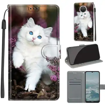 Ultra Subțire Caz Din Piele Pentru Nokia 6.3 Caz Flip Card Slot Stand Book Cover Pentru Nokia G10, G20 Pisica Drăguț Desen Animat Telefon De Lux Genti